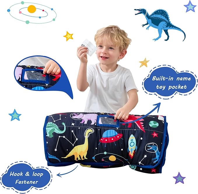Lasoftan Toddler Nap Mat with Pillow and Blanket, Extra Large Rolled Napping Mats,Slumber Bags for Boys Girls,Kids Sleeping Bag for Daycare, Preschool Travel Camping