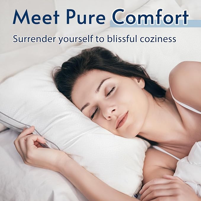 viewstar King Size Pillows Set of 2, Hotel Quality Cooling Down Alternative Gusseted Bed Pillows for Side, Back, or Stomach Sleepers, White