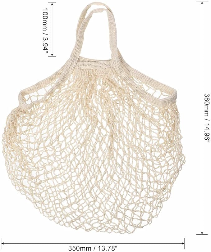 MECCANIXITY Cotton Mesh Bag Reusable Washable Mesh Net String Grocery Bags Organizer for Fruits Vegetables Shopping