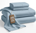 LANE LINEN Full Sheet Set – 450 Thread Count 100% Cotton Cooling Sheets, Soft Sateen Weave, 15” Deep Pocket Fully Elasticized Fitted Sheet, Breathable Sheet & Pillowcase Sets, French Blue