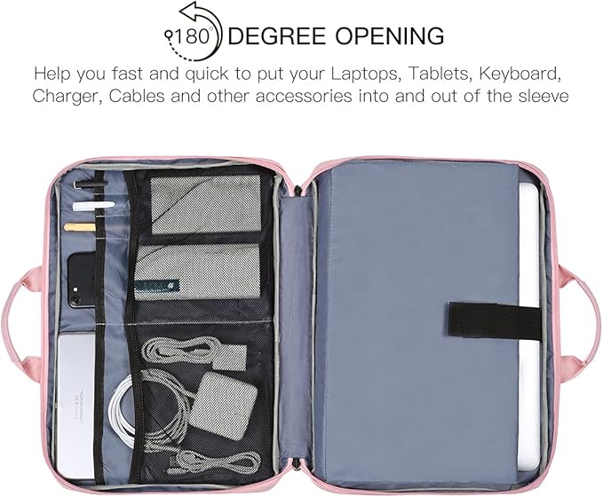 14 15 Inch Laptop Case Women Ladies Bag TSA Laptop Sleeve for MacBook Pro 14" M5/M4/M3/M2/M1, Macbook Air 15 M4/M3, Dell XPS 15/Inspiron 14, Acer HP Lenovo ASUS Chromebook 14" Notebook Case Bag, Pink