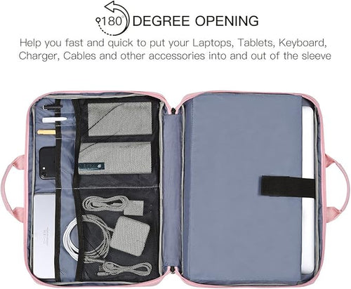 14 15 Inch Laptop Case Women Ladies Bag TSA Laptop Sleeve for MacBook Pro 14" M5/M4/M3/M2/M1, Macbook Air 15 M4/M3, Dell XPS 15/Inspiron 14, Acer HP Lenovo ASUS Chromebook 14" Notebook Case Bag, Pink