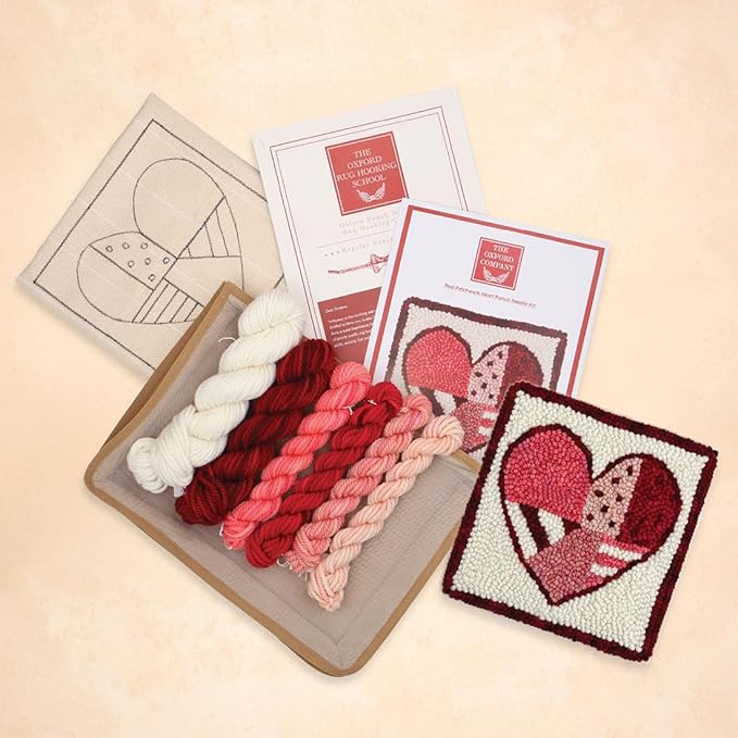 The Oxford Company Punch Needle Kit (Patchwork Red Heart)