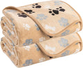 AIWEK Dog Blanket Paw Bone Pattern 1 Pack 2 Super Soft Warm Flannel Sofa Cover Car Bed Protector, Urine Proof Washable Outdoor Pet Blanket for Puppy Large Dogs & Cats,60"*50" Beige