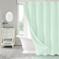 MitoVilla Green Long Shower Curtain Liner Set 72 x 80, No Hooks Needed 80 inch Long Heavyweight Waffle Fabric Shower Curtain Set with Snap-in Liner for Hotel Grade Spa-Like Bathroom Decor, Mint Green
