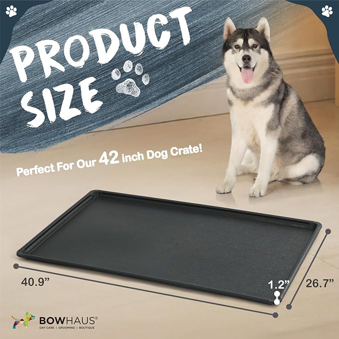 BOWHAUS 40.9-Inch Dog Crate Pan Replacement, Sturdy, Waterproof Plastic Tray for 42-Inch Pet, Rabbit Ferret Critter Kennels, Versatile Pan and Easy to Clean