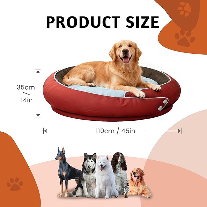 LELEFIDO Round Orthopedic Dog Bed for Large Dogs, XL Foam Support Pet Bed with Soft, Comfortable Cushion for Anxiety Relief, Removable & Machine-Washable Cover, Cozy Sofa-Style Bed for Dogs