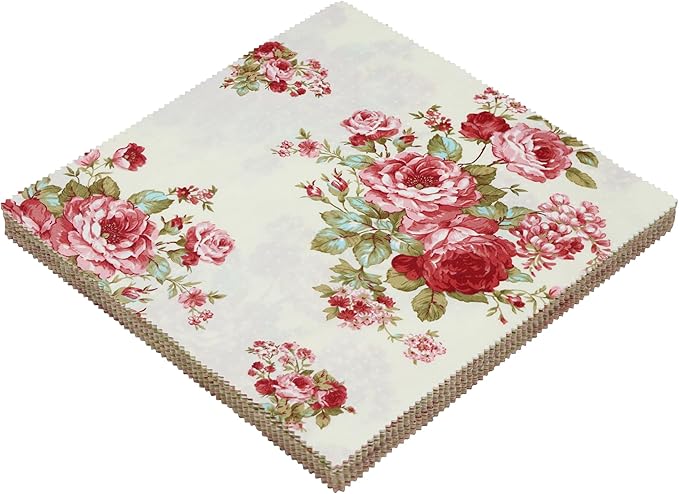 Hanjunzhao Layer Cake Fabric for Quilting 10 inch, Layer Cake Fabric Clearance, Layer Cakes 10 inch Squares for Quilting, Sewing, Birthday Valentine's Party Decor, and Crafts, Vintage Floral