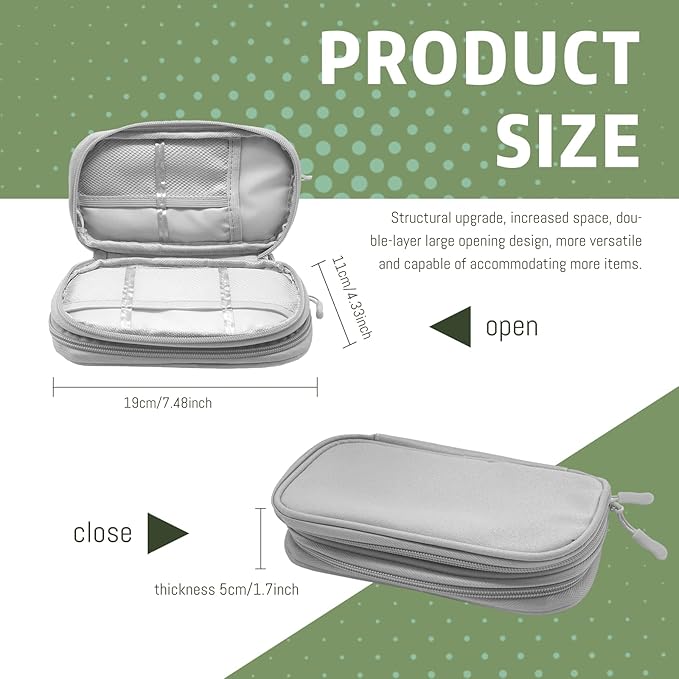 OBHEI Electronic Organizer Double Layer, Water Resistant Cable Organizer Bag for Travel Essentials, Cord, Charger, Phone, Earphone, Large Size,Accessories Travel Essentials (Grey, Double-Layer)