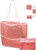 ToKismet Mesh Beach Tote Bag Packable,2026 New 2-in-1 Large Lightweight Foldable Beach Bags with Multiple Pockets for Women