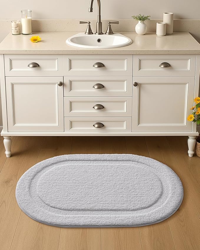 Color&Geometry White Bathroom Rugs, Non Slip, Absorbent, Soft, Washable, Thick Bath Mat, 24"x43" Small Bath Rug Bath Mats for Bathroom Floor, Shower, Sink, Vanity