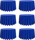 6-Pack Royal Blue Round Tablecloths, 120 Inches, Stain-Resistant Polyester for 5-6 Ft Round Tables - Washable Table Covers for Weddings, Banquets, Birthday Parties, Events