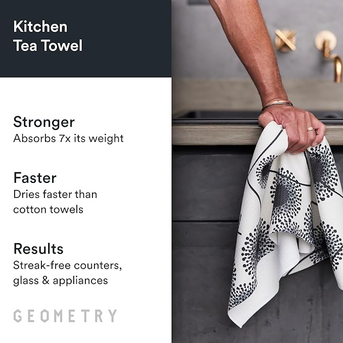 GEOMETRY Kitchen Tea Towels - Quick Dry Microfiber Dish Towels for Kitchen Linen Breeze, 18" x 30" 2 Pack