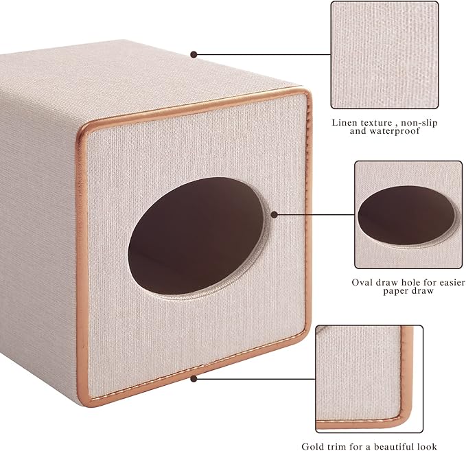 XNONE Tissue Box Cover Square Tissue Box Holder PU Leather Facial Organizer with Magnetic Bottom,Decorative Napkin Caddy for Vanity Dresser Night Stand Table Countertop Home Office Car,Beige