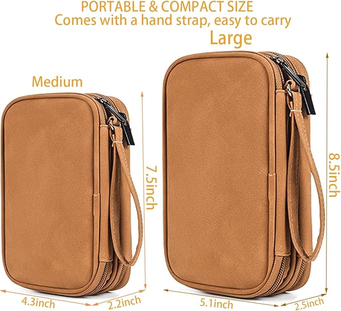 CAAORDKSO Universal Electronics Accessories Carrying Case, Electronic Cable Organizer Bag, Travel Cable Accessories Bag Pouch for Cable, USB, Cord, Charger, Phone, Power Bank, Earphone (Brown, Large)