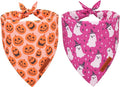 ADOGGYGO Halloween Dog Bandana, Pumpkin Ghost Pet Scarf, Premium Durable Fabric, Adjustable Fit Halloween Bandanas for Small Dogs Pets (Small)