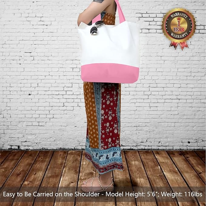 TOPDesign 3-Pack Super Strong Large 12oz Cotton Canvas Tote Bags, Reusable Grocery Shopping Cloth Bags, Fashionable Two-Tone Totes for Crafts, DIY Your Creative Designs
