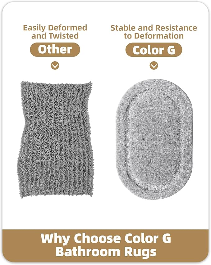 Color&Geometry Grey Bathroom Rugs, Non Slip, Absorbent, Soft, Washable, Thick Bath Mat, 24"x36" Small Bath Rug Bath Mats for Bathroom Floor, Shower, Sink, Vanity