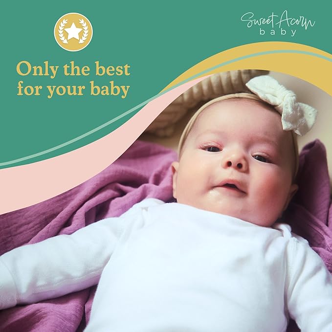 Sweet Acorn Muslin Swaddle Blanket – Soft Cotton Muslin Baby Blanket for Newborns, Infants, and Toddlers, All-Season Comfort Baby Essential - Green, Blue, White
