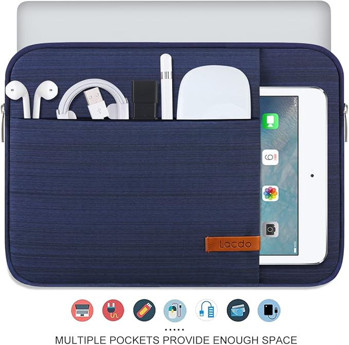 Lacdo Laptop Sleeve Case for 15 inch New MacBook Air M4 A3241 2025, M3 A3114, M2 A2941 2024-2023, 15 inch MacBook Pro A1990 A1707, Dell XPS 15 Plus Computer Case Bag with Accessory Pocket, Blue