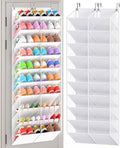 UVIAHOMI 30 Pairs Over the Door Shoe Organizer, Clear Pockets Hanging Shoe Storage for Closet, 10-Tier Door Shoes Rack Storage, Handing Shoes Holder Fit All the Family's Sneakers, Boots, Heels, White