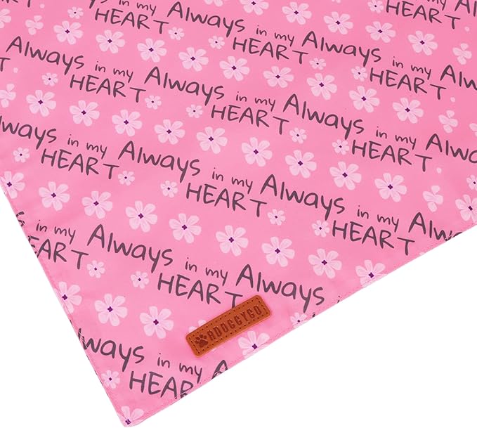 ADOGGYGO Valentine Dog Bandanas, Heart Love Floral Pet Scarf, Multi Size Offered, Pink Blue Pet Valentine Bandana for Small Dogs (Small)