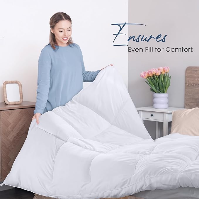 Utopia Bedding Comforters Twin Size, All Season Duvet Insert, Down Alternative Box Stitched Bed Comforter with Corner Tabs, Machine Washable (White)