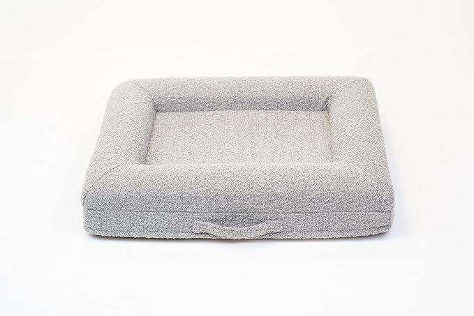 Bluewater Dog Luxury Boucle Orthopedic Memory Foam Dog Bed with Waterproof Liner and Machine Washable Cover with YKK Zippers (Small, 29" L x 23" W x 6" Th, Sand)