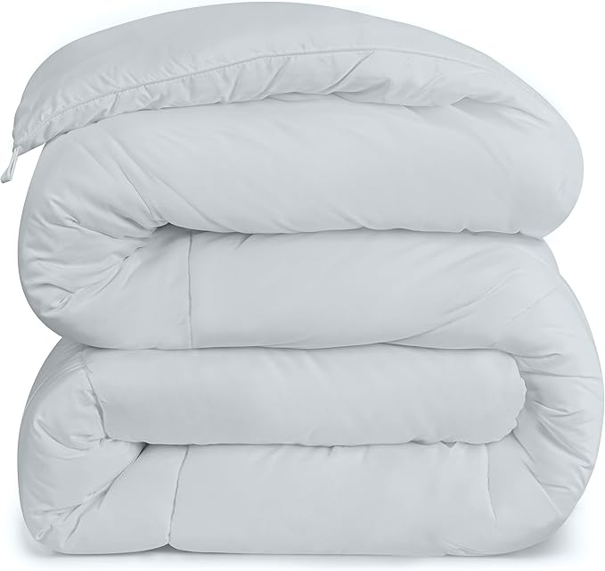Utopia Bedding Comforters King Size, All Season Duvet Insert, Down Alternative Box Stitched Bed Comforter with Corner Tabs, Machine Washable (Light Grey)