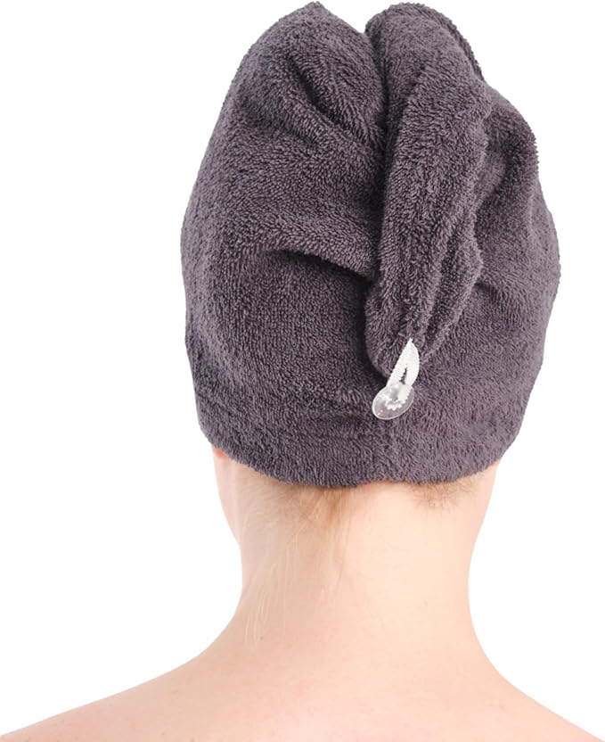 Seritaine Hair Towel Wrap for Women 2 Pack – 100% Turkish Cotton Turban for Wet Hair Quick Dry – Soft & Gentle Head Towel Cap– Soft and Absorbent Cotton - 10x26 inch