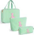 Fystdtote Cute Toiletry Makeup Bag for Women Girls - Personalized Teenager Girl Gift Ideas | Initial Make Up Bag | Gifts for Women Friends | Skin Care Bag | Tween Girls Trendy Stuff - Green L