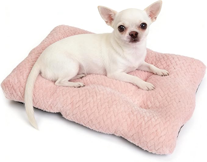 Necesitar 18 inch Dog Crate Bed Dog Mats for Sleeping,Up to 10 lbs Fluffy Pink Puppy Pad XXS