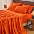 Bedlifes 100% French Flax Linen Sheets Set California King Size-6 Piece Extra Deep Pocket 18-24",Soft Breathable Cal King Bed Sheets with Temperature Regulating & Moisture-Wicking(Orange