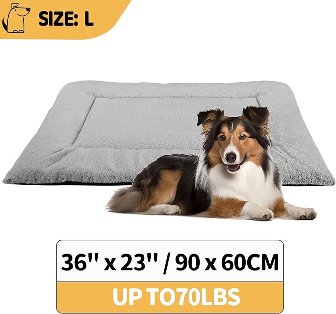 ZENGAOOU Dog Crate Pad Washable, Plush 36 x 23 Inch Anti-Slip Kennel Mat for Medium to Large Dogs up to 70 lbs, Fits Wire or Metal Crates, Travel, Home, Training Use, Dark Grey