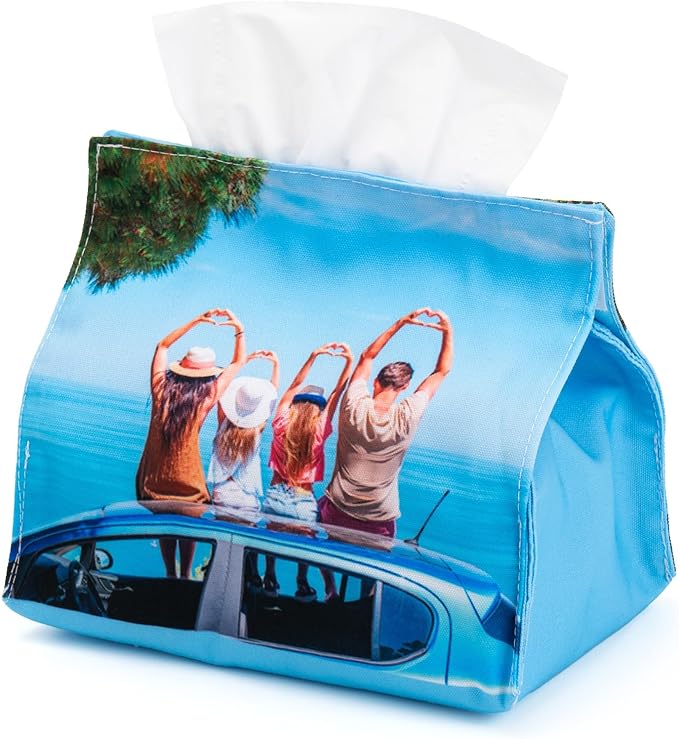 Custom Tissue Box Cover, Personalization Fabric Tissue Cover with Photo Image Logo for Bathroom,Dressing Tables,Bedroom,Office Convenient for Replacing Tissues