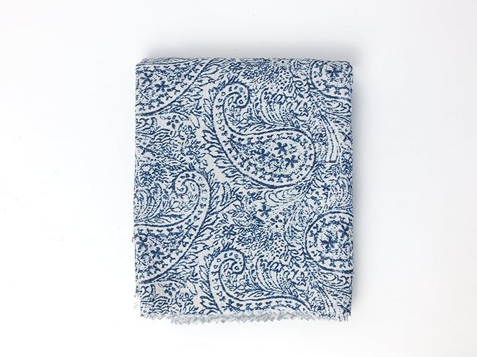 Linen Rayon Blend Fabric by The Linen Lab – Lightweight, Soft, Pre-Washed Material for Sewing, Clothing, Crafts & DIY (1 Yard pre Cut, Paisley Navy with Subtle Wrinkle Effect)