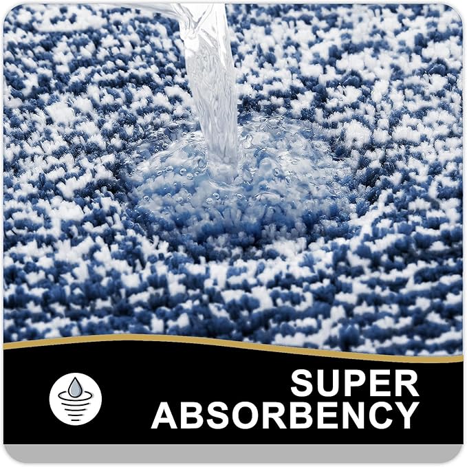 OLANLY Bathroom Rugs 24x16, Extra Soft and Absorbent Microfiber Bath Mat, Non-Slip, Machine Washable, Quick Dry Shaggy Bath Carpet, Suitable for Bathroom Floor, Tub, Shower (Small, Navy)
