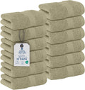 DAN RIVER 12-Pack Premium 100% Cotton Beige Face Towels for Bathroom - Reusable Face Wash Cloths for Showering 12x12 Inches - 550 GSM Super Soft & Absorbent Luxury WashCloths for Body, Spa & Gym