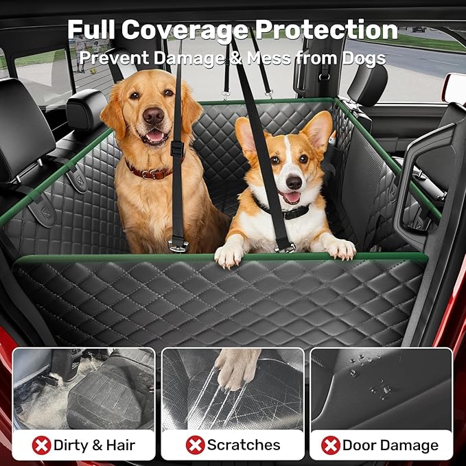Zanch Heavy-Duty Dog Car Seat Cover, Flat Solid Back Seat Extender for Multi Large Dogs, Hard-Base Supports 450 lb, Waterproof Scrachproof Hammock Protector, Standard for Cars, SUV, Trucks, Orange