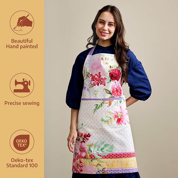 Maison d' Hermine 100% Cotton Apron for women with Pocket Kitchen Chef Apron for Men Cooking Gardening Server Waitress