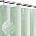 Gibelle Mint Green Shower Curtain, Waffle Weave Textured Fabric Shower Curtain for Bathroom - Soft Cloth & Hotel Spa Luxury, Water Repellent, Machine Washable, 72X72, Mint Green