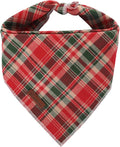 UP URARA PUP Christmas Plaid Dog Bandana–Red and Green Checked Triangle Scarf for Small Medium Large Dogs, Soft Cotton Pet Bib for Winter & New Year, Adjustable Dog Kerchief