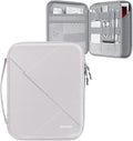 MoKo 13 inch Tablet Sleeve Bag for 13 inch iPad Pro M5/Air M3 2025, iPad Pro 13 M4/Air M2, Pro 12.9, Galaxy Tab S8+/S9+ 12.4, Hard Shell EVA iPad Bag with Storage and Padded Handle, Gray White