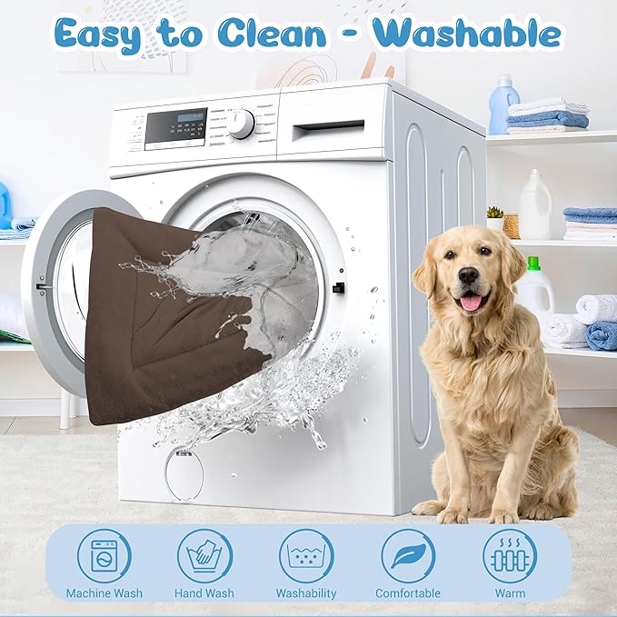 ZENGAOOU Dog Crate Pad Washable for 48 Inch Crate, Plush Anti-Slip Crate Mat for Large Dogs, XL Kennel Pad for Home, Travel and Training, 48 x 30 Inch, Brown