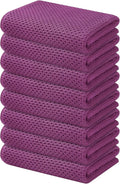 Kitinjoy 100% Cotton Waffle Weave Kitchen Towels, 8-Pack Super Soft and Absorbent Dish Towels for Drying Dishes, Kitchen Hand Towels, 13 in x 28 in, Violet