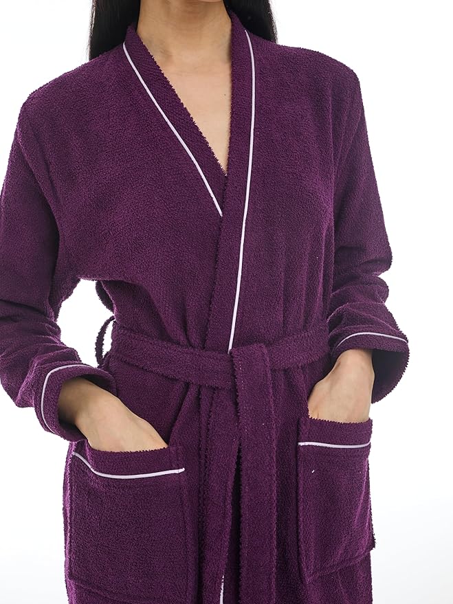 Seritaine Short Robes for Women, 100% Turkish Cotton Womens Robe, Luxury, Terry Cloth Long Spa Bathrobe