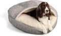 Snoozer Cozy Cave Dog Bed - Indoor Dog Bed with Cover Cave, Covered Calming Burrow for Medium & Large Sized Pets with Blanket Attached, Enclosed, Removable Washable Cover - XL, Merlin Linen
