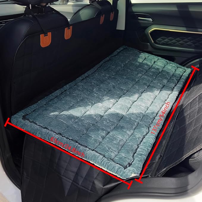 AEEISHOMEREFORM Backseat Pet Bed Mat, Truck Plaid Dog Bed for Car Back Seat, Deluxe Dog Seat Covers, Non-Slip Travel Pet Mat, Fit for Backseat Extenders and Trucks SUVs (Blue, 24.8x54 inch)