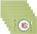 Blue Forest | Rectangular Faux Linen Placemats Set of 6 | Dual- Layered Thickened for Durability | Heat Resistant | Machine Washable | Wrinkle Free for Easy Care Indoor/Outdoor Use - Grass Green