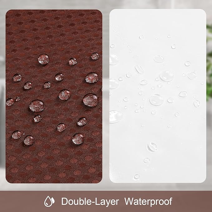 Craidlela 3 in 1 Extra Long Brown Shower Curtain Set-72 W x 84 H, Modern Waffle and PEVA Liner Set with 12 Stainless Steel Hooks, Waterproof Fabric for Bathroom